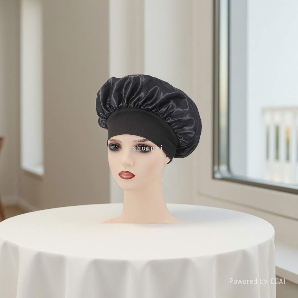 Cross-border best-selling solid-color wide-brimmed stretch adult nightcap, men's and women's fashionable hair care and beauty bath cap, colored Ding cap details Picture
