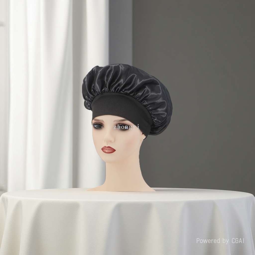 Cross-border best-selling solid-color wide-brimmed stretch adult nightcap, men's and women's fashionable hair care and beauty bath cap, colored Ding cap Specification image