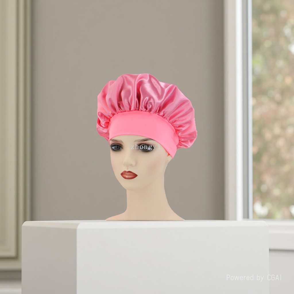 Cross-border best-selling solid-color wide-brimmed stretch adult nightcap, men's and women's fashionable hair care and beauty bath cap, colored Ding cap 140001488 Specification image