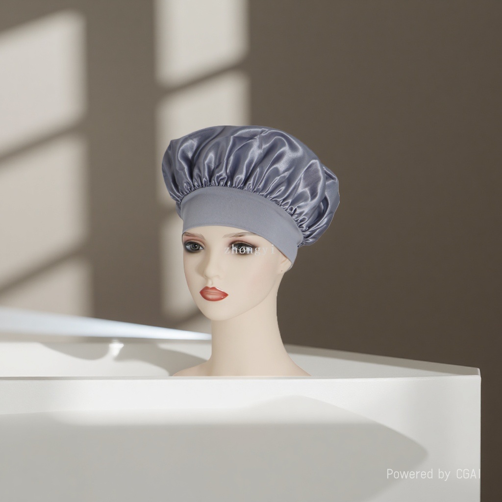 Cross-border best-selling solid-color wide-brimmed stretch adult nightcap, men's and women's fashionable hair care and beauty bath cap, colored Ding cap 140019070 Specification image