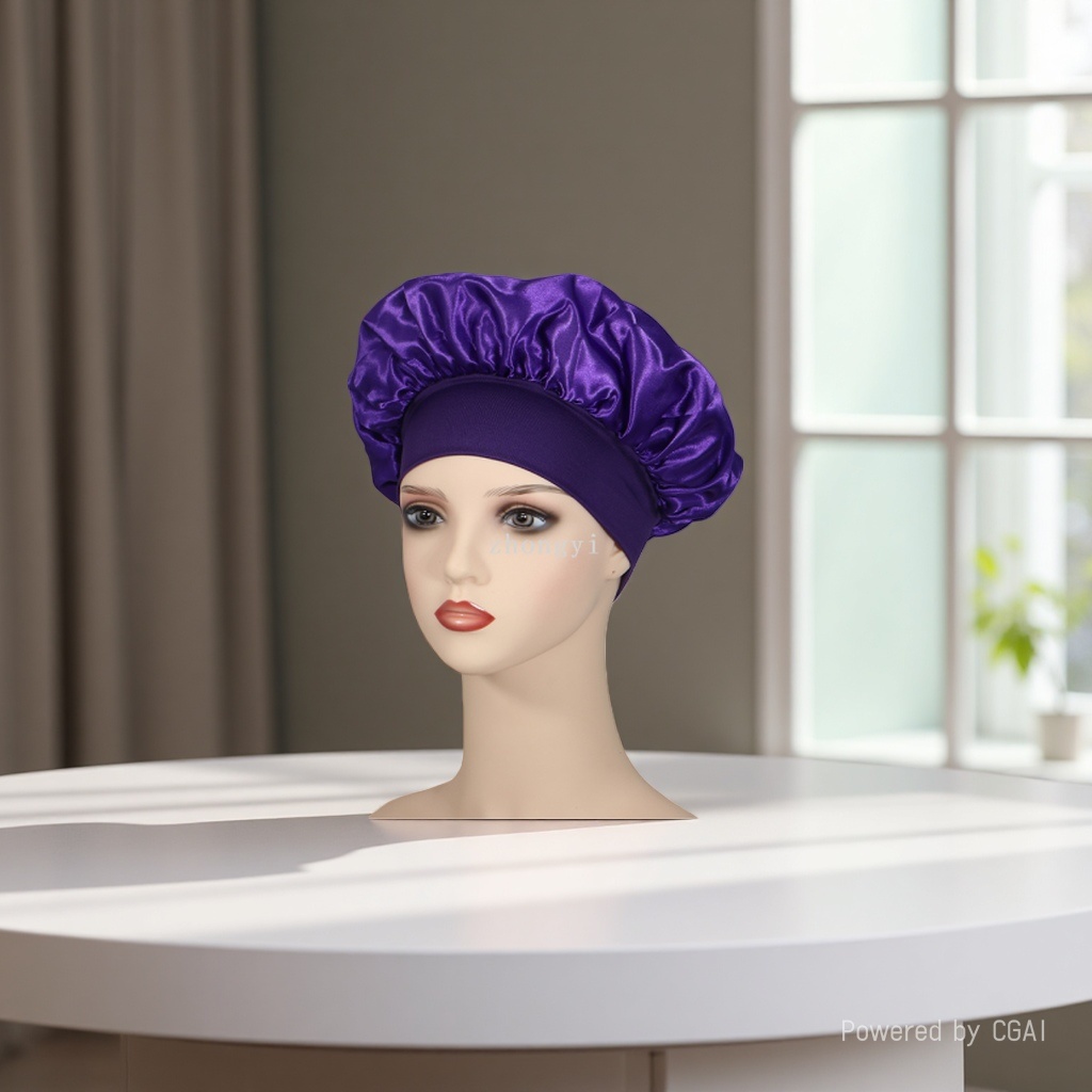 Cross-border best-selling solid-color wide-brimmed stretch adult nightcap, men's and women's fashionable hair care and beauty bath cap, colored Ding cap 134525354 Application Scenario