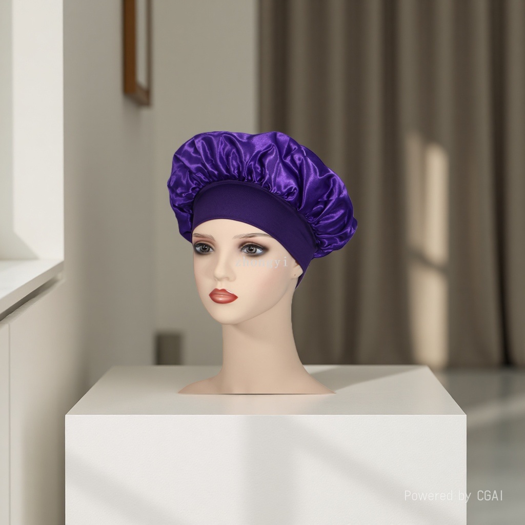 Cross-border best-selling solid-color wide-brimmed stretch adult nightcap, men's and women's fashionable hair care and beauty bath cap, colored Ding cap 134525354 details Picture