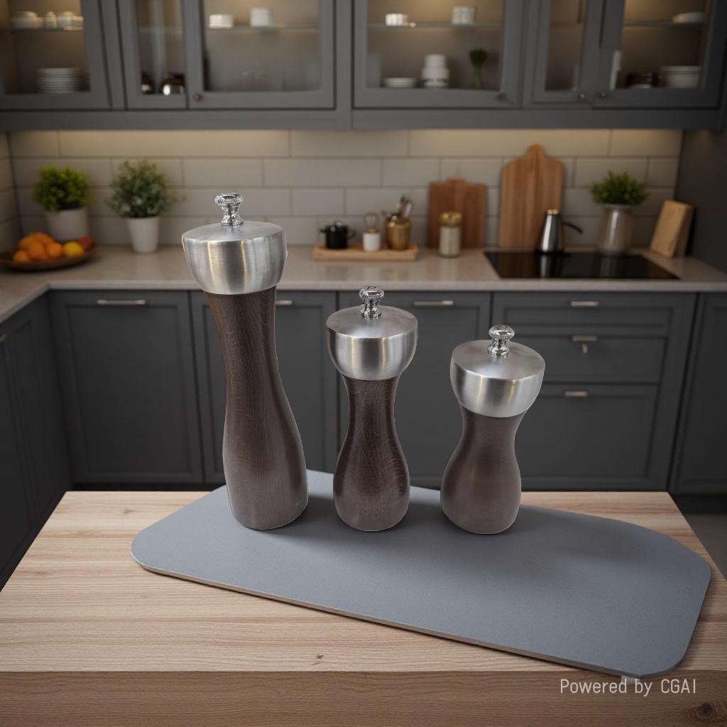 Pepper grater, salt shaker, kitchen storage, stainless steel, wooden, high-quality kitchenware details Picture