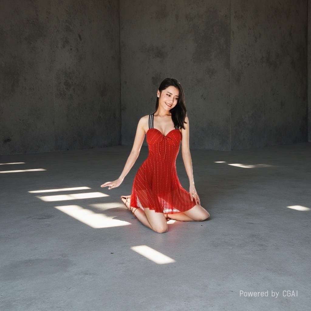 This red Chinese-style women's Polo collar dress is an elegant, slimming and form-fitting long dress with a strong design sense Item Picture