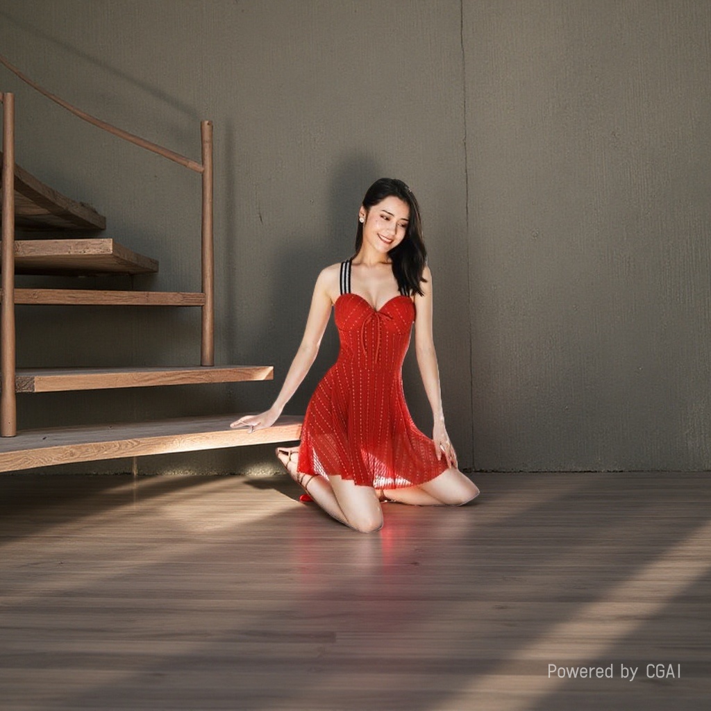 This red Chinese-style women's Polo collar dress is an elegant, slimming and form-fitting long dress with a strong design sense Application Scenario