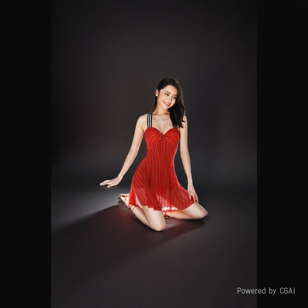 This red Chinese-style women's Polo collar dress is an elegant, slimming and form-fitting long dress with a strong design sense Specification image