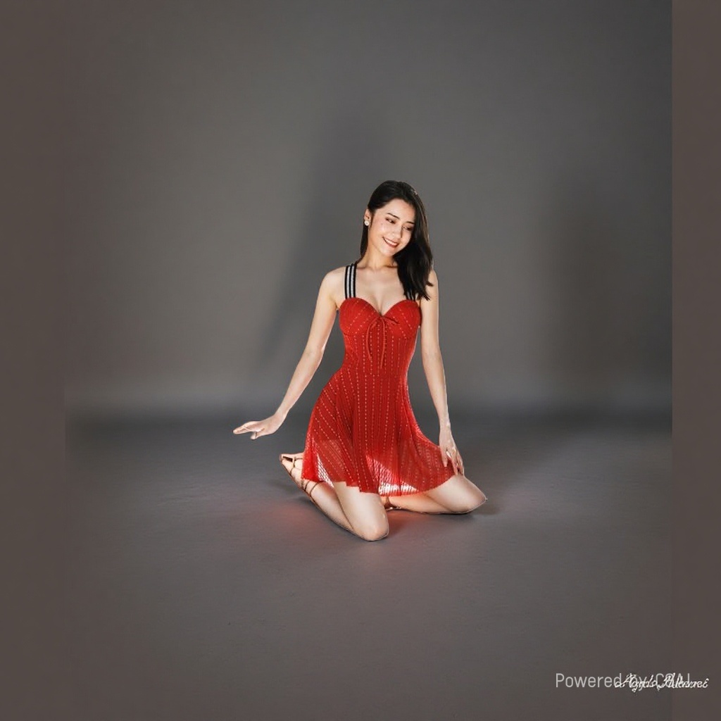 This red Chinese-style women's Polo collar dress is an elegant, slimming and form-fitting long dress with a strong design sense details Picture