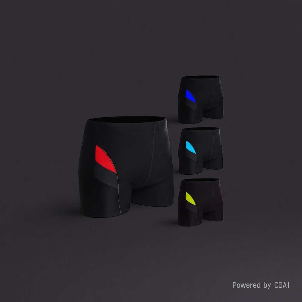 Black Huamian sports shorts with red, blue, cyan and yellow design sweatpants details Picture
