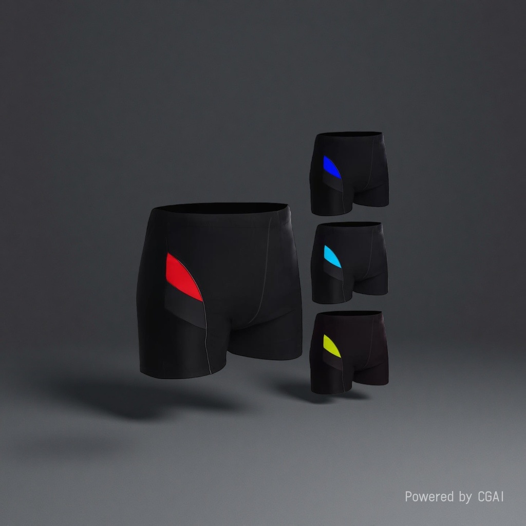 Black Huamian sports shorts with red, blue, cyan and yellow design sweatpants