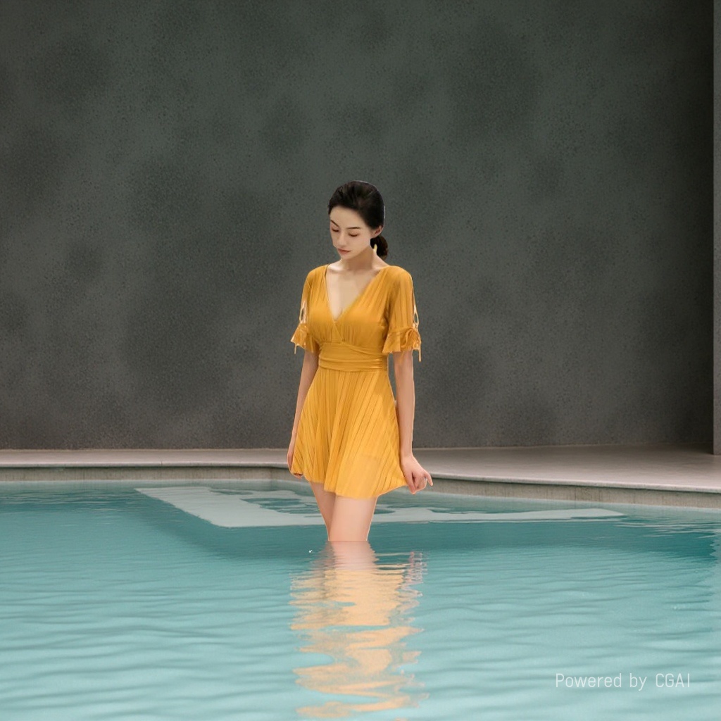 The yellow Polo collar dress for women's wear with a traditional Chinese style is elegant, slimming and has a strong design sense