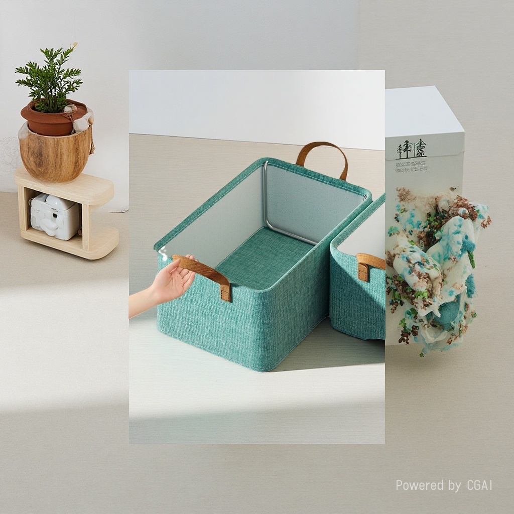 Green fabric storage box, drawer-type folding storage box, 15L large capacity, dust-proof and breathable Application Scenario