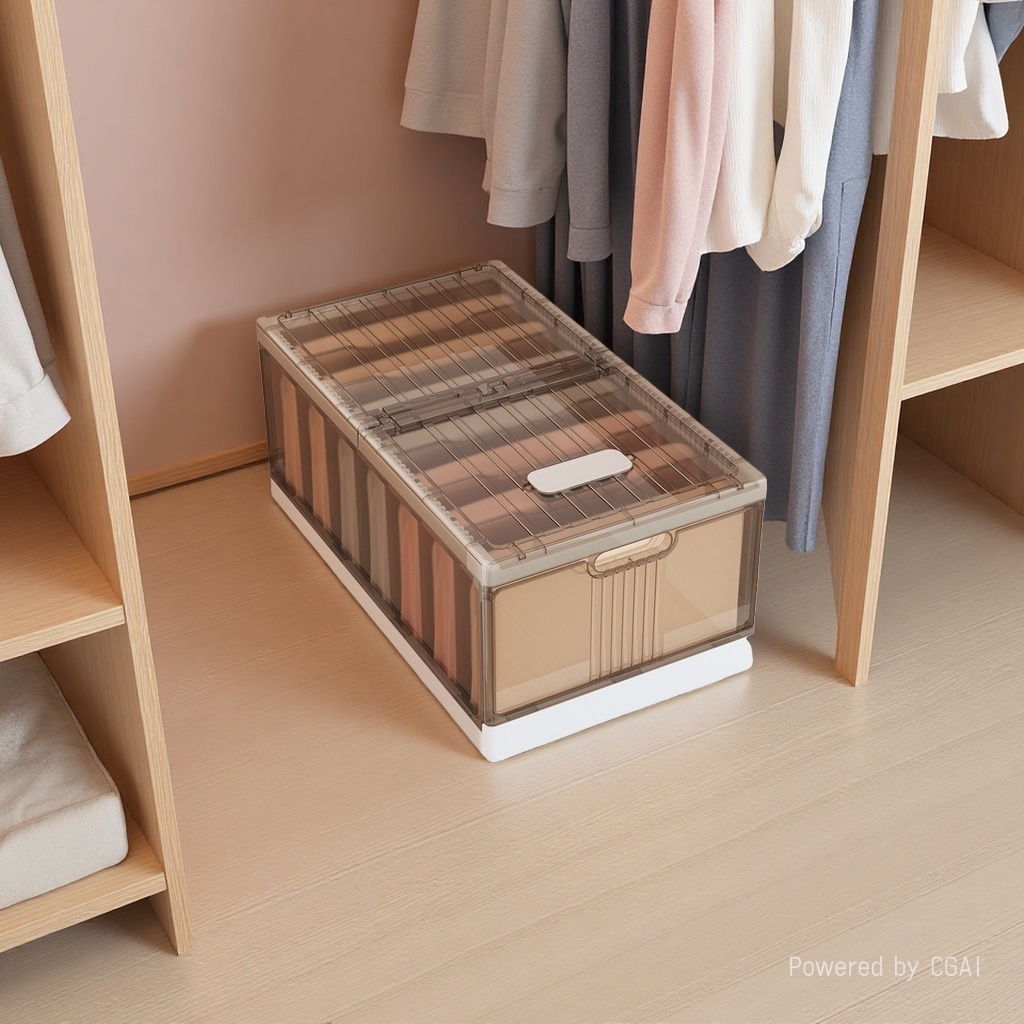 Transparent plastic storage box, fabric storage box, drawer-type folding storage box Application Scenario