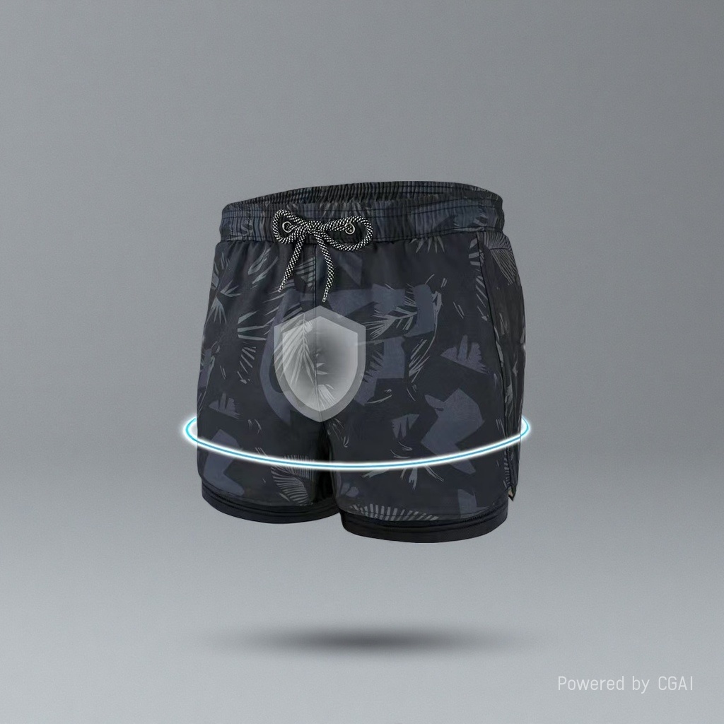 Black camouflage men's quick-drying swimming trunks and men's swimsuits are breathable and UV-resistant