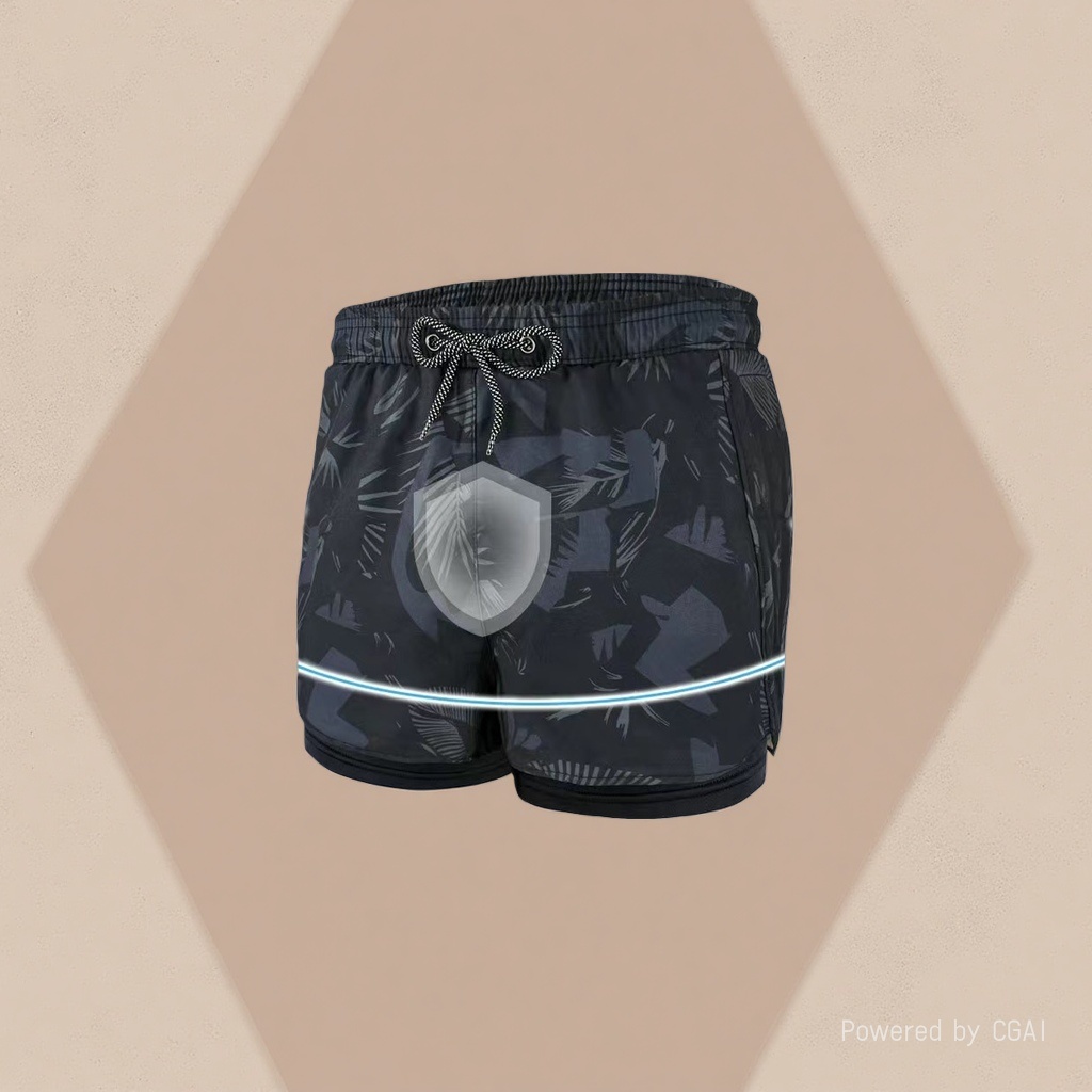 Black camouflage men's quick-drying swimming trunks and men's swimsuits are breathable and UV-resistant Specification image