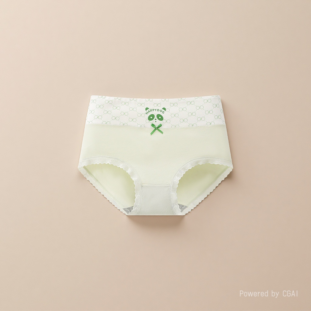 Light green pure cotton seamless underwear, women's briefs, undergarments, mulberry silk details Picture