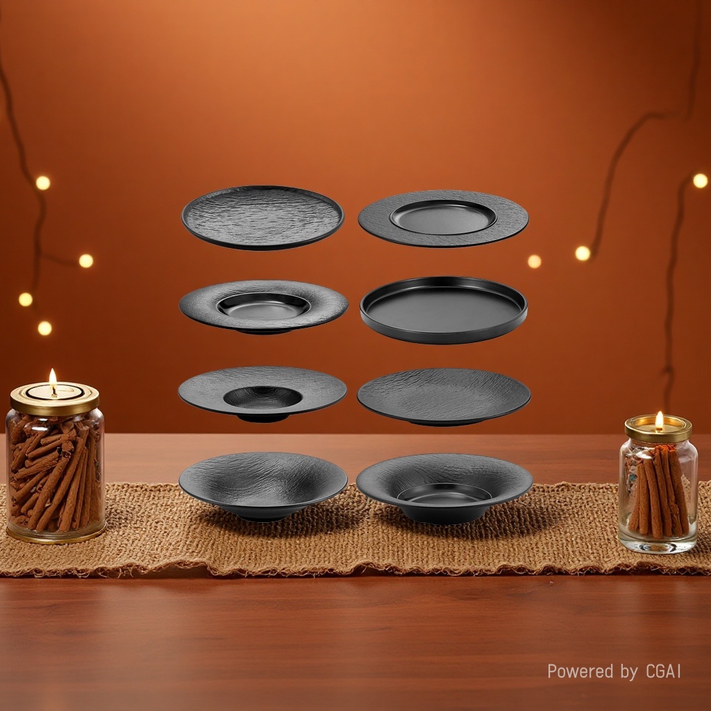 Negro texturizado metamina plato 10 "plato de acero inoxidable plato final Application Scenario