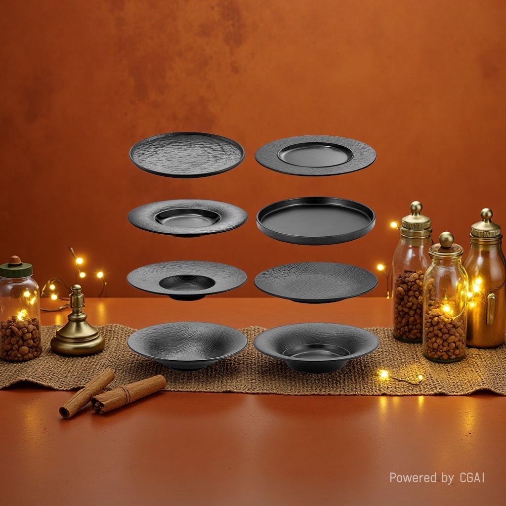 Negro texturizado metamina plato 10 "plato de acero inoxidable plato final details Picture