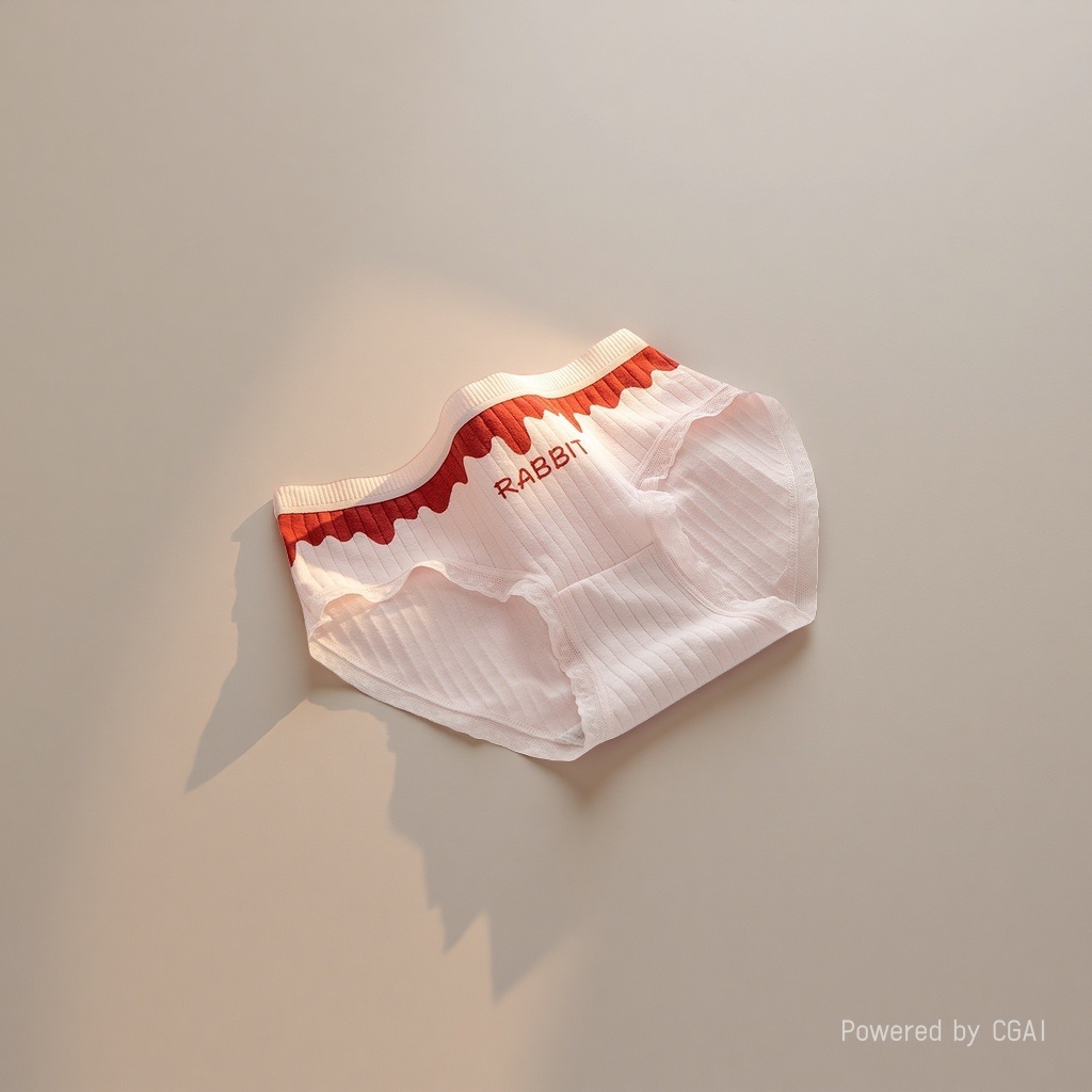 Pink striped lace underwear for women with red wavy RABBIT lettering details Picture