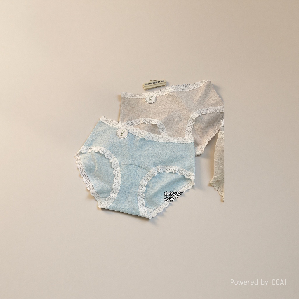 Pure cotton mid-waist women's underwear with lace edges, breathable and comfortable for daily use Application Scenario