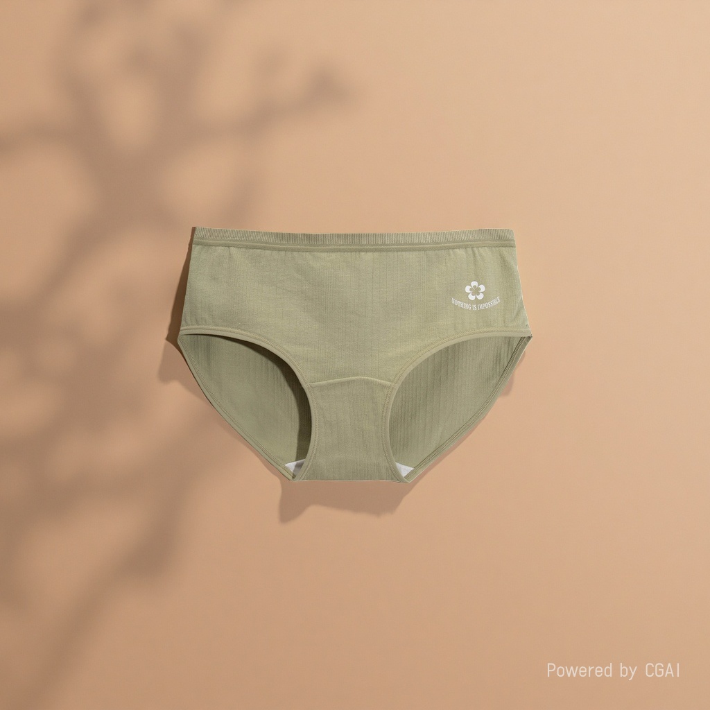 Olive green lace women's underwear, women's underwear, underwear, 100% cotton, comfortable and breathable details Picture