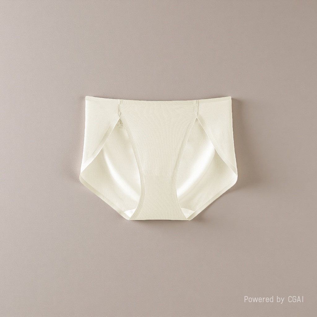 Beige high-waisted pure cotton seamless women's underwear and silk women's briefs