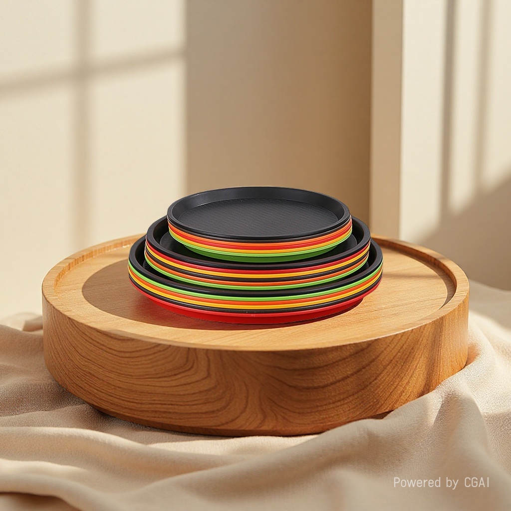 Colored plastic plates, melamine flat plates, 10-inch stainless steel dinner plates, serving plates Specification image