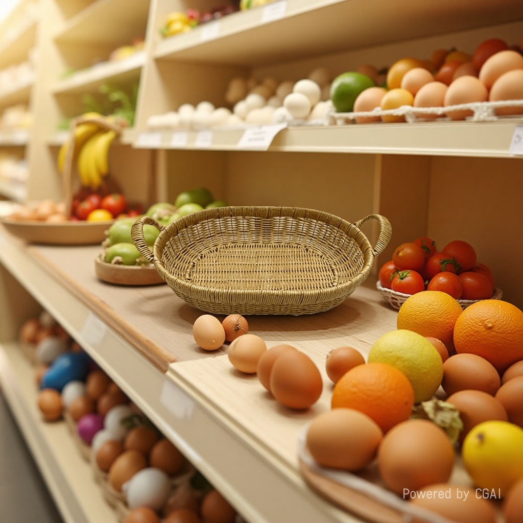 Tejido de imitación ratán tejido de denier cestas de almacenamiento cajas de almacenamiento cestas de organizador de almacenamiento doméstico artefactos de organización cestas de frutas cestas de panadería cestas de huevo super cestas de bocadillos con la mano cestas de regalo ovaladas Application Scenario