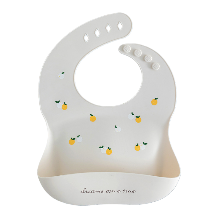 Green leaf and orange pattern baby bib, silicone rice bag, ins saliva wipes 2026 Item Picture