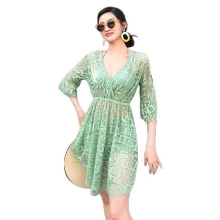 This green Chinese-style women's polo collar dress is an elegant, slimming and form-fitting design dress