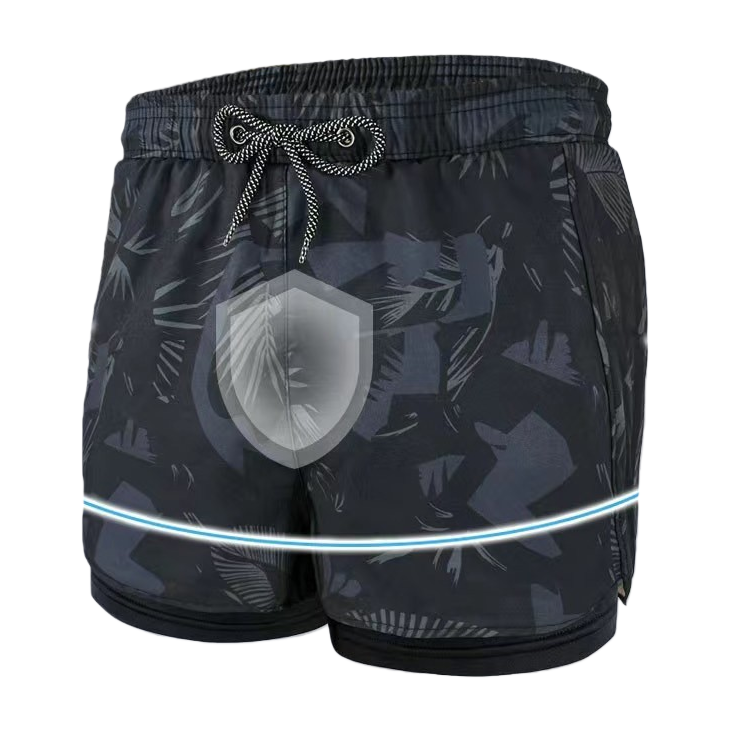 Black camouflage men's quick-drying swimming trunks and men's swimsuits are breathable and UV-resistant Item Picture