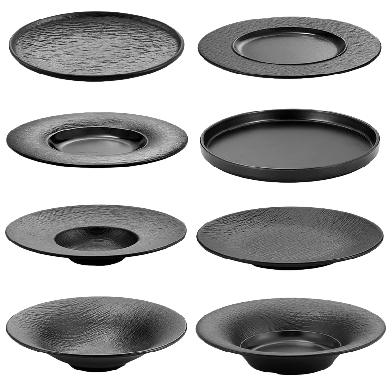 Negro texturizado metamina plato 10 "plato de acero inoxidable plato final Item Picture