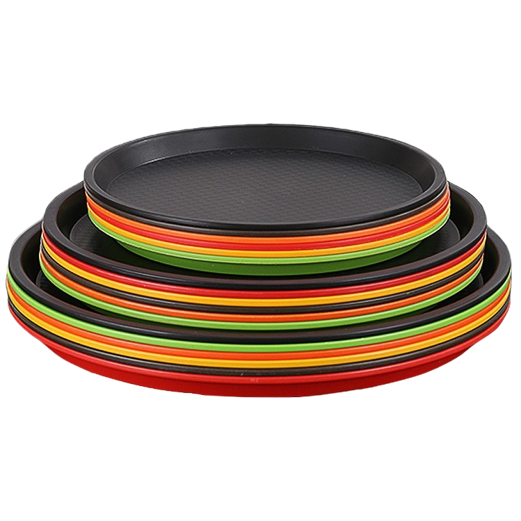 Colored plastic plates, melamine flat plates, 10-inch stainless steel dinner plates, serving plates Item Picture