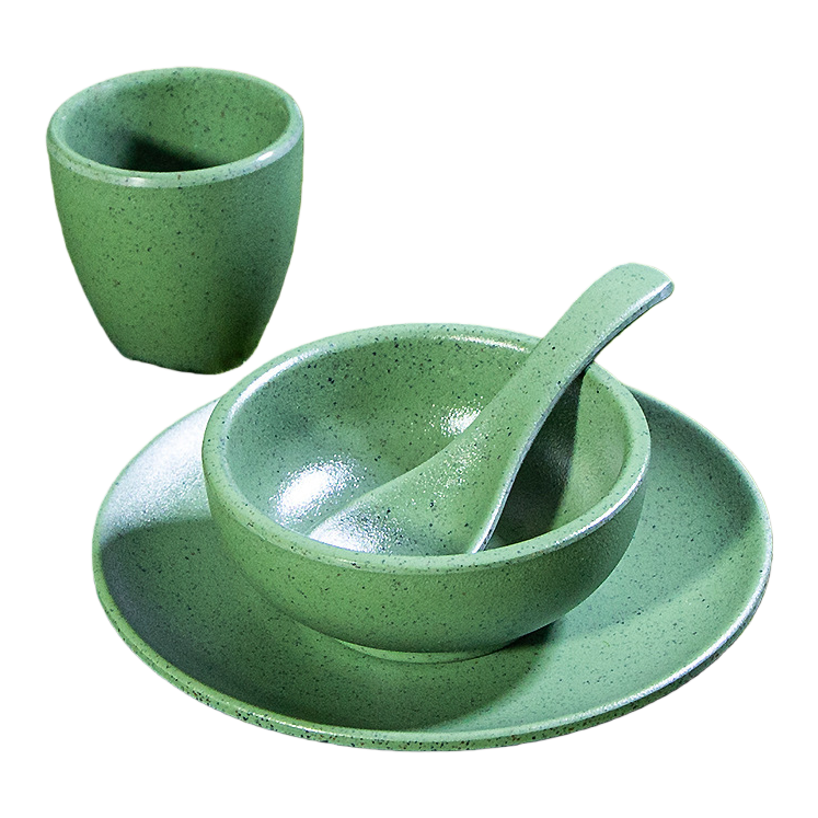 Green ceramic tableware set, bowls, spoons, cups and plates tableware set, ceramic tableware, tableware plates Item Picture