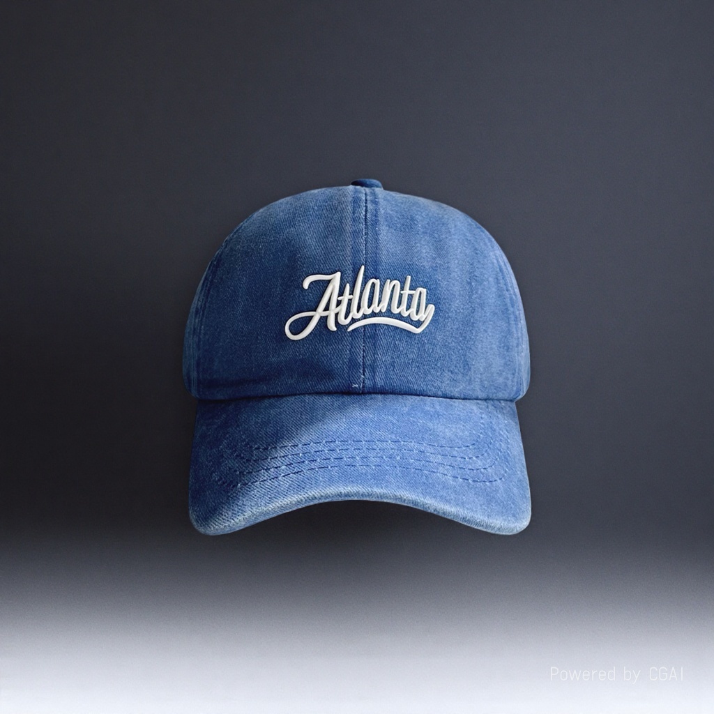 Blue Atlanta embroidered baseball cap, adult sun protection and shade straw hat Specification image