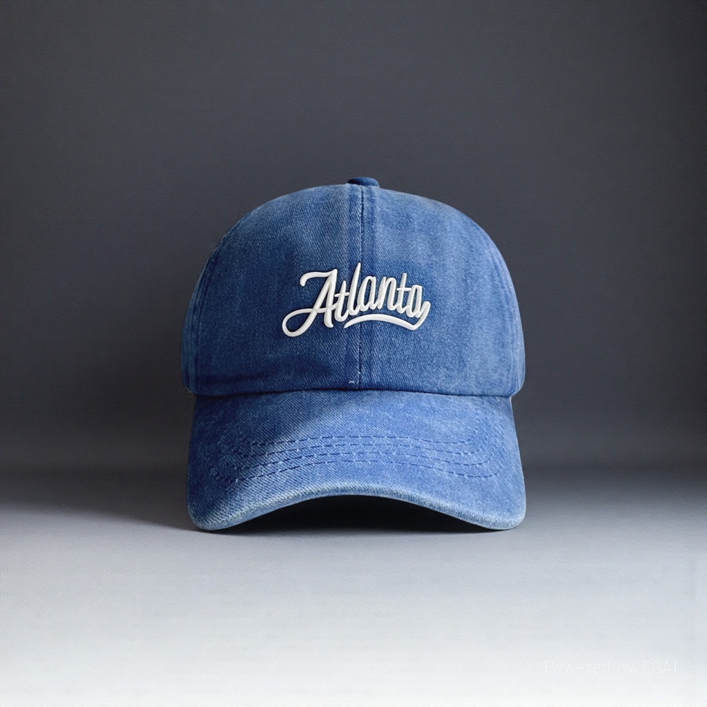 Blue Atlanta embroidered baseball cap, adult sun protection and shade straw hat Application Scenario