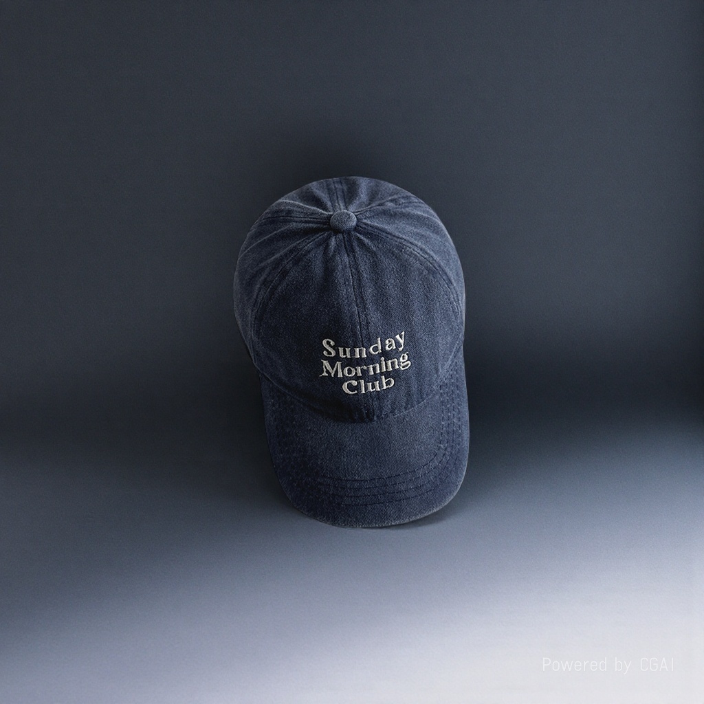 Dark blue adult baseball cap Sun protection cap Sunday Morning Club text cap Application Scenario