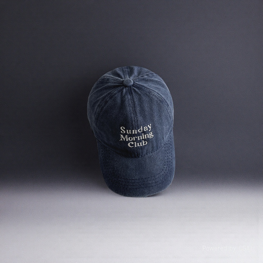 Dark blue adult baseball cap Sun protection cap Sunday Morning Club text cap Specification image