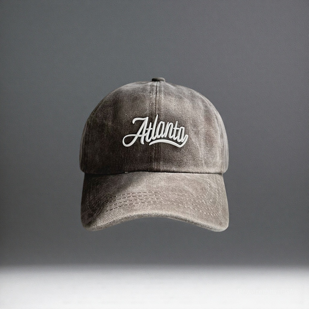 Grey Atlanta baseball cap, adult sun protection hat, straw hat, white embroidered words Application Scenario
