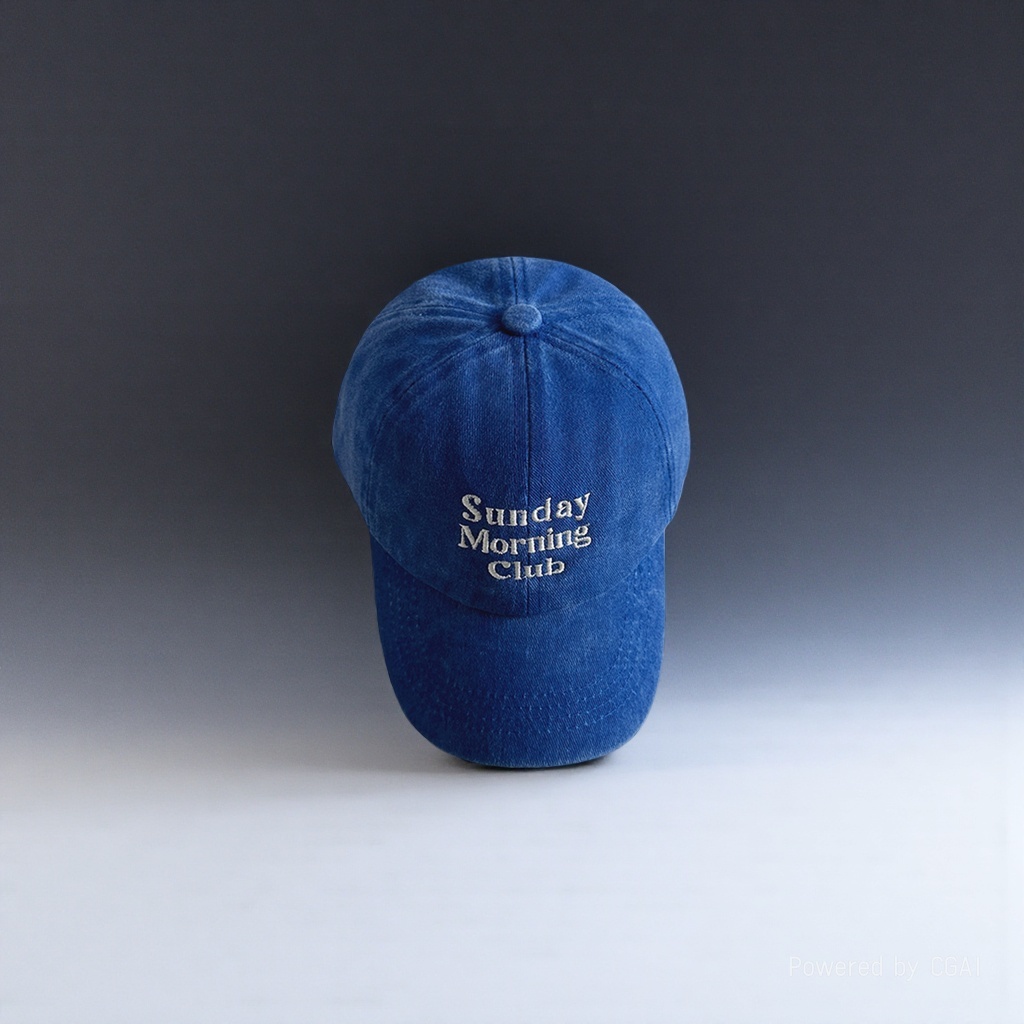 Blue baseball cap, adult sun protection hat, straw hat with brim design details Picture