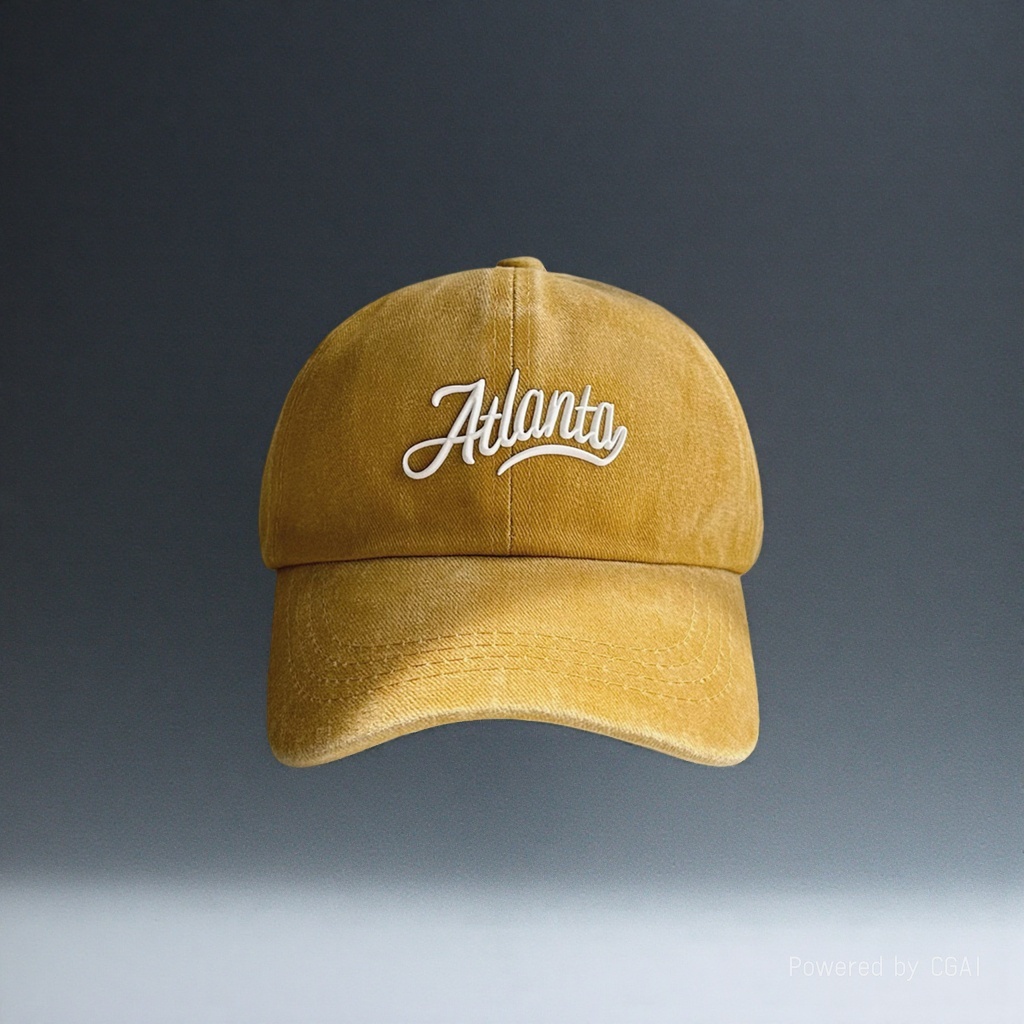 Yellow baseball cap Atlanta embroidered sun protection adult hat straw hat details Picture