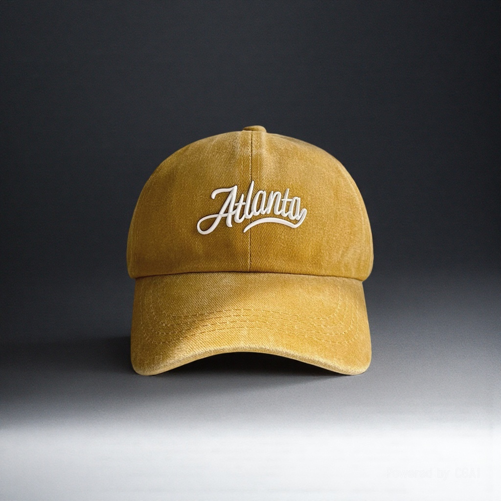 Yellow baseball cap Atlanta embroidered sun protection adult hat straw hat