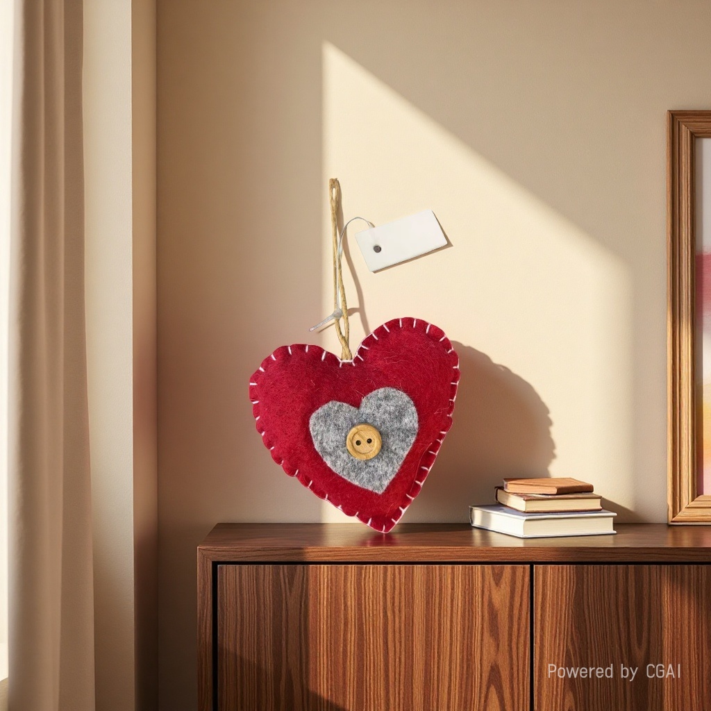 Felt heart-shaped pendant as a Christmas decoration