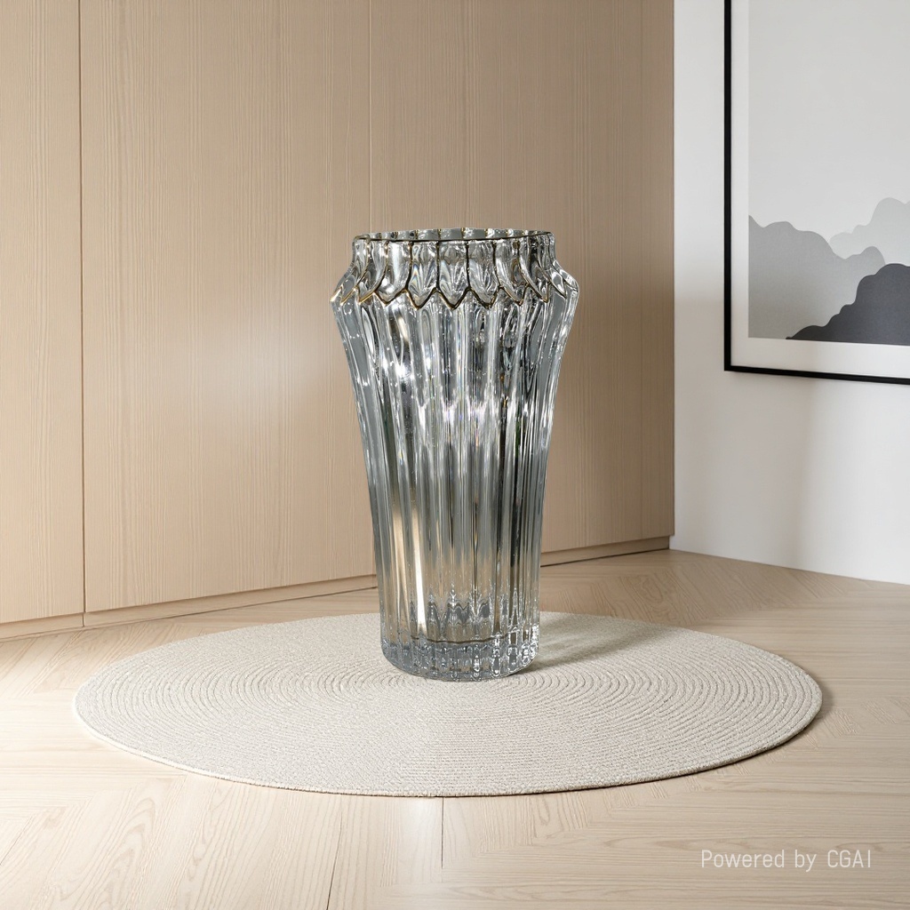 Crystal transparent glass vase home decoration piece, bamboo cypress potted vase, vase home decoration piece details Picture
