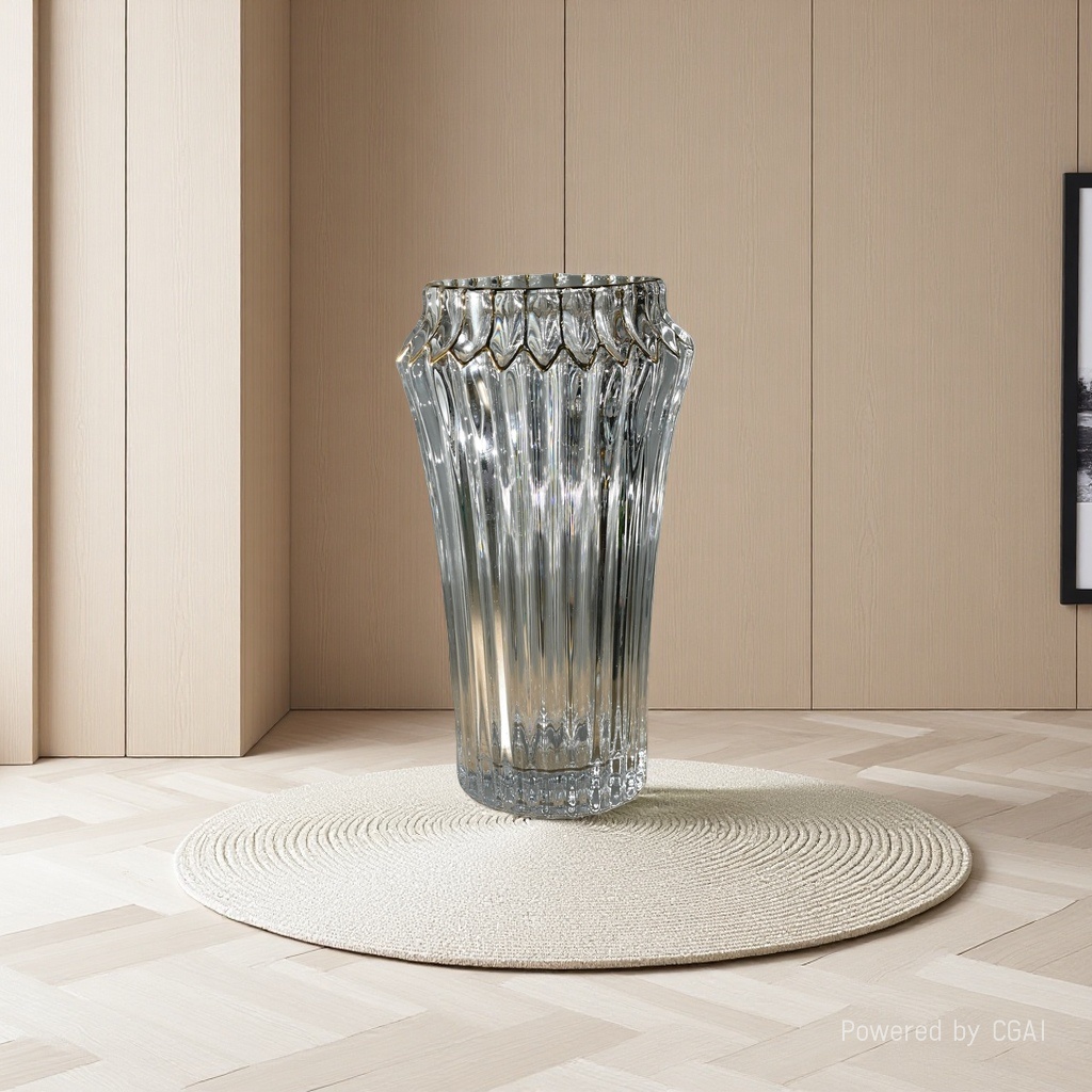 Crystal transparent glass vase home decoration piece, bamboo cypress potted vase, vase home decoration piece