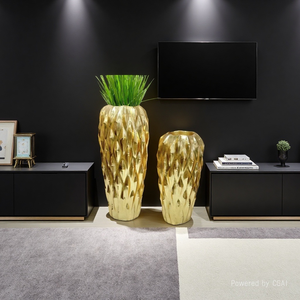 2026 New Golden pineapple-shaped ornamental pineapple vase, decorative flower pot, home beautification Specification image