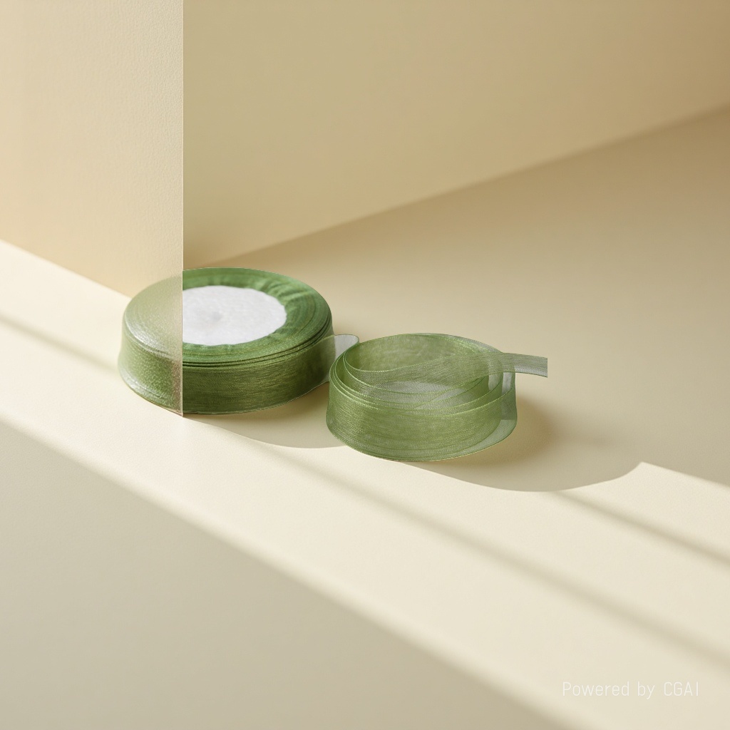 Transparent snow gauze, flower-decorated ribbon, hook hat, silk ribbon, green ribbon Item Picture