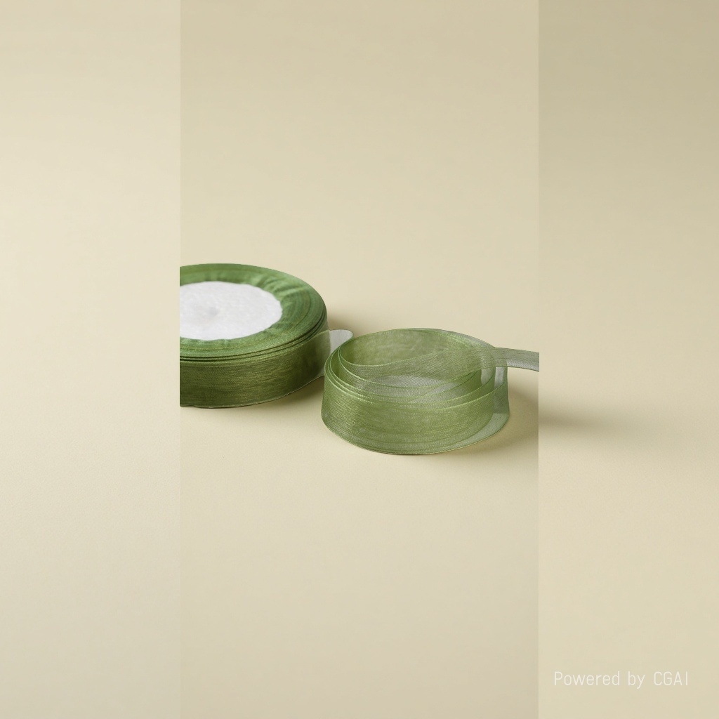 Transparent snow gauze, flower-decorated ribbon, hook hat, silk ribbon, green ribbon Specification image