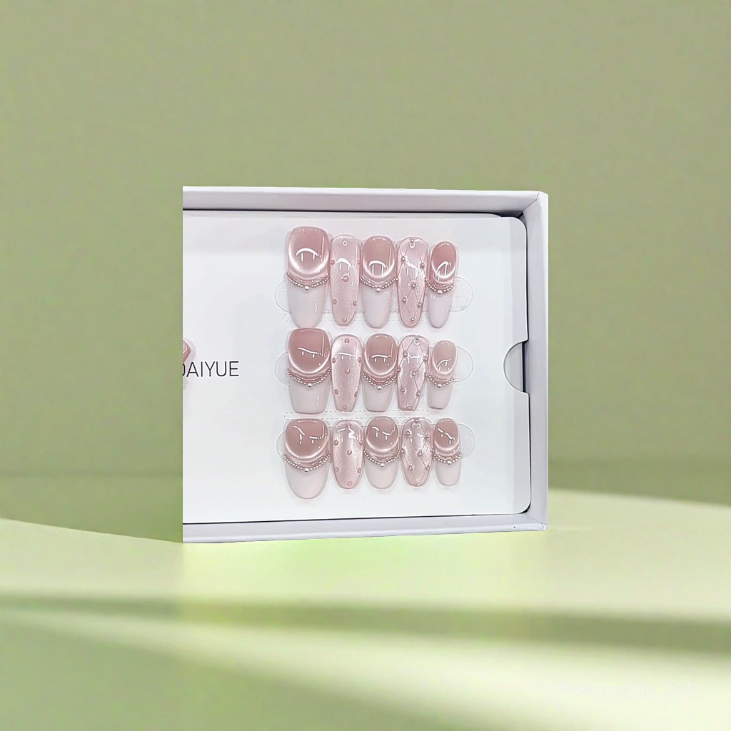 Pink nail patches, wearable nails, nail stickers, nail accessories, retail nail art Specification image