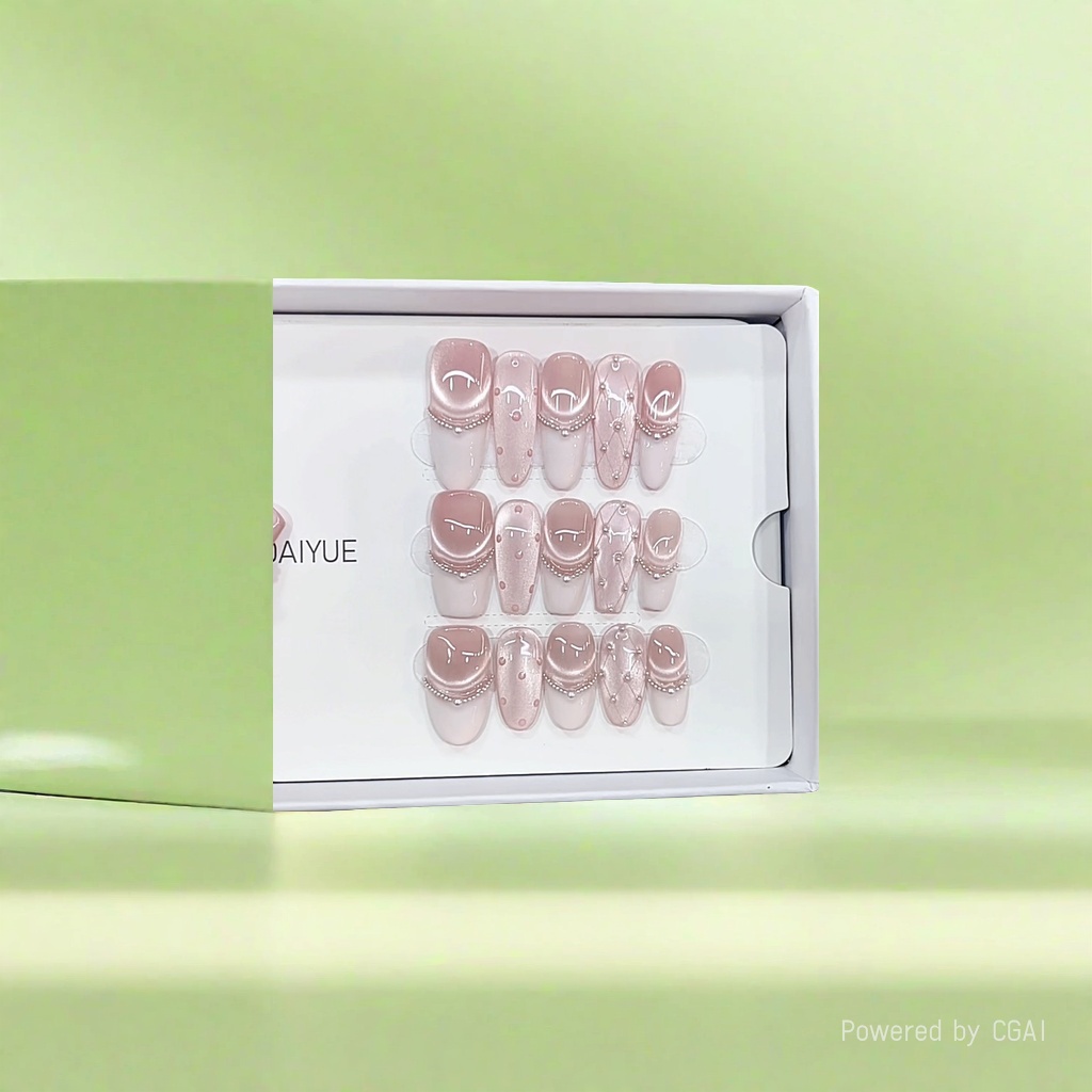 Pink nail patches, wearable nails, nail stickers, nail accessories, retail nail art Application Scenario