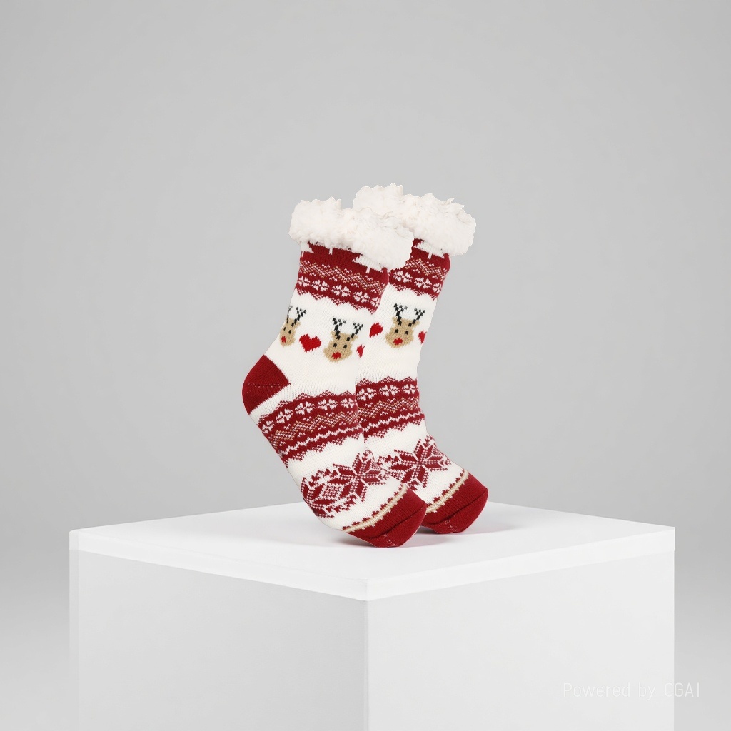 Christmas socks, ladies' autumn and winter floor socks, snow socks, thickened and fleece home sleeping socks, carpet socks, postpartum socks Specification image